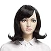 YOPO Wig, Short Wavy Black Wigs for Women, 16'' Cosplay Medium Length Wig(Black)