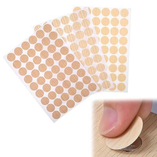 3 PCS Schraubenloch Abdeckungsaufkleber in Holzoptik, Schraubenabdeckung Selbstklebend, Furnier Selbstklebend, 162 Stück, 21 mm, Eiche-hell, Möbel Renovierungszubehör