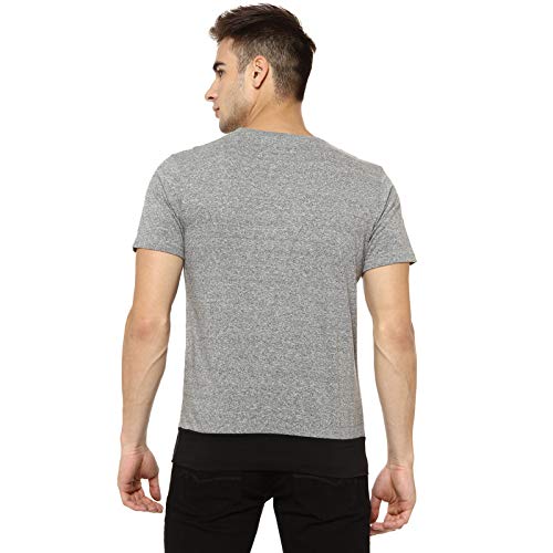 Image of Campus Sutra Color Block Men Round Neck Grey T-Shirt