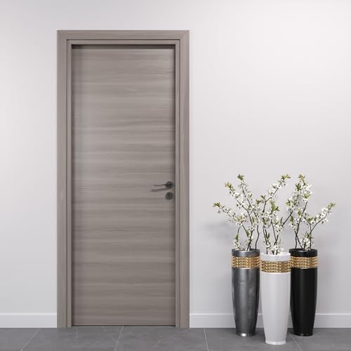 PORTE ITALIANE puertas interiores batientes puertas laminadas HIGH DENSITY marcos de madera resistentes al agua waterproof varios tamaños, cerraduras y tiradores HOPPE homaggio Olmo Gris 80x210 cm SX