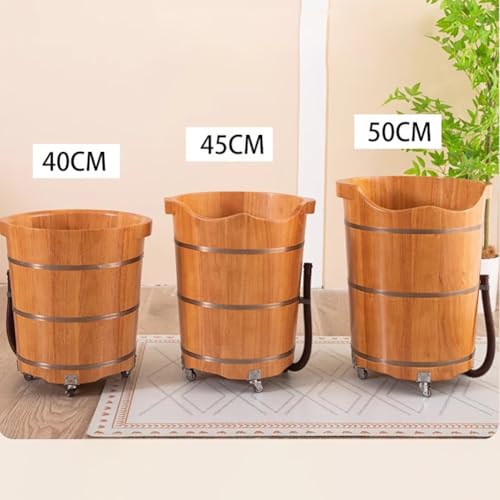Bañera de pie de madera para adultos con ruedas miniatura 4