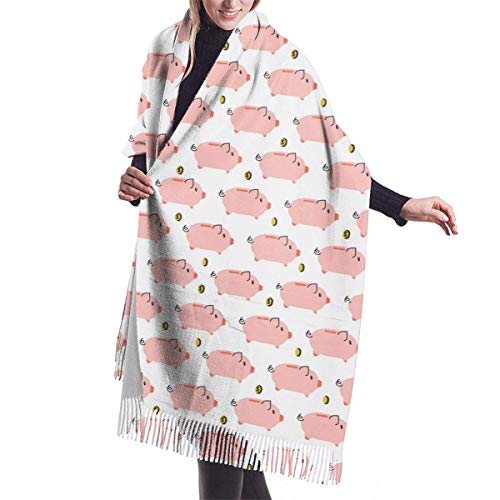 Preisvergleich Produktbild Tengyuntong Damen Wickeldecke Schal, Netter Sparschwein Bequemer Schal Schal Kaschmir Winterschal Für Frauen Männer
