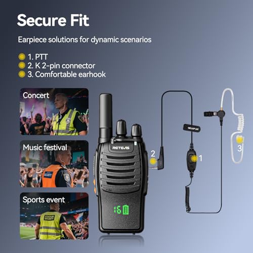 Image of Retevis H777H 2 Way Radio with Earpiece, Walkie Talkies for Adults, 10 Pack
