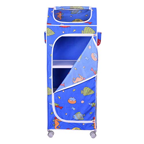 Image of Little One's | 4 Plastic Shelves Baby Foldable Wardrobe (Made in India), Unbreakable Material, (Steel Structure) | Aquatic Blue | H4 /FB