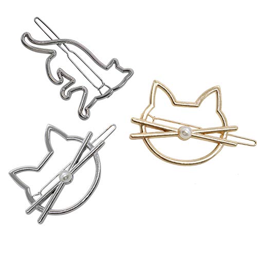Set di 3 fermagli per capelli a forma di gatto con...
