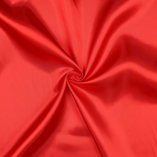 VmG-Store Tissu satin - 2 m x 146 cm - Coupon - Pas de mètre - Polyester soyeux - À coudre - Brillant - Pour vêtements, rideaux, costumes, robe pour femme - Jupe (005 rouge)