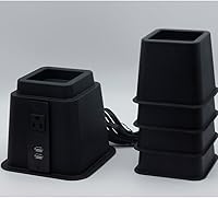 Vista 7 de HomeRoots Juego de 8 elevadores ajustables de plástico resistente de 3, 5 u 8 pulgadas para cama, muebles, sofá, mesa y silla, color negro eléctrico