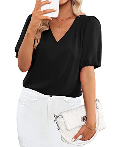 GRAPENT Basics Womens Clothing Blouse for Women Blouse for Women Dressy Blusas De Mujer De Moda En Oferta Blusas De Mujer Elegantes Color Black Size L Large Size 12 Size 14