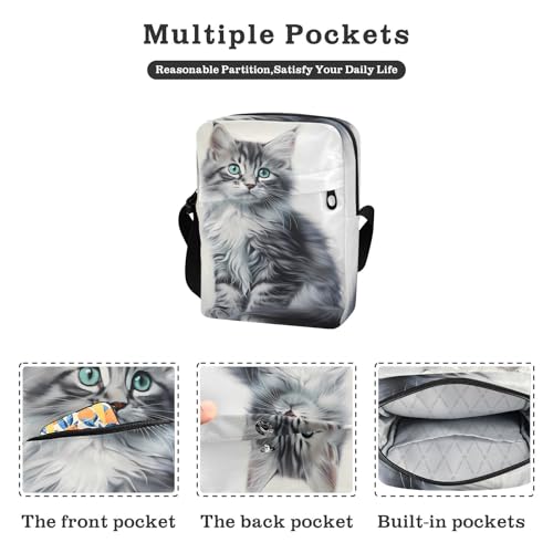 messenger bag for women Small Crossbody Bag For Women Cross Body Purse Adjustable Strap for Casual Casual- Cat Grey2