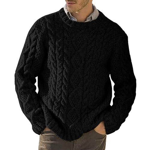 Men's Cable Knit Pullover Winter Casual Knitted Comfort Male Sweater Long Sleeve Classic Knits Sweaters