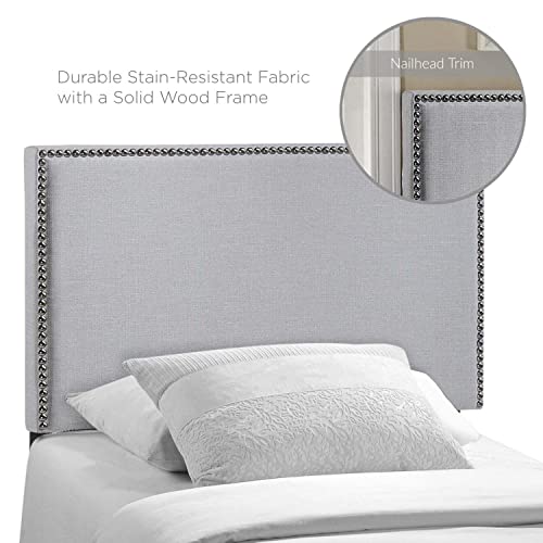 Modway Region Linen Fabric Upholstered Twin Headboard In Gray With Nailhead Trim #TOP5