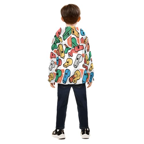 Whistle Pattern Colorful Toddler Fleece Jacket Girl Boys Hooded Fleece Jacket Coat Warm Outwear Zip-up 3-10T4