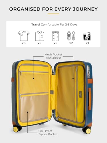 Image of EUME Aerobrush Cabin + Trunk Medium Check-in Luggage Set of 2 | Expandable Polycarbonate Suitcases | 56L Cabin & 66-74cm Check-in | SilentRun 8 Spinner Wheels | TSA Lock | Blue