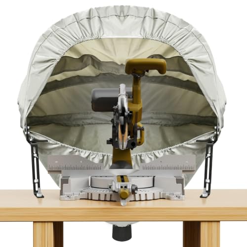 Teinfice Miter Saw Dust Collection Hood Table Saw Dust Solution with 4 Vacuum Port & Storage Bag Heavy-Duty Oxford Fabric Fits Most Standard 10 Sliding/Chop Saws Grey