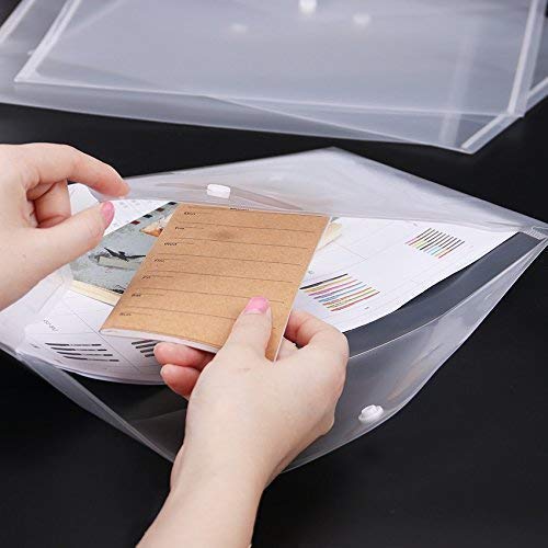 Image of Mgr Clear Envelope Folder and Thick Storage Bags with Snap Button Organizer for Documents and Business Cards - Pack of 12