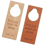 LOORGVEL 2 Stück Doppelseitiges Türschild Nicht Stören Zimmer Reinigen Hotel Türhänger aus Pu leder Braun Beige für Hotelzimmer und Urlaubsunterkünfte