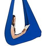 * Hängemattenmaterial: Dieser Kuschelschwing ist ein 4-Wege-Stretch-Nylon-Gewebe, wodurch er weich zu berühren ist, doch dauerhaft und dauerhaft.Das bedeutet, dass Ihr Kind stundenlang sitzen, niederlegen, ohne die Angst vor dem Herausgeben des Gewebes hineinragen kann.