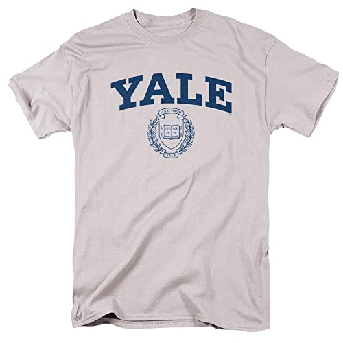 Yale University Official Yale Seal Unisex Adult T Shirt,Silver, Medium