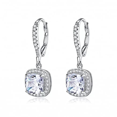 Pendientes de plata de ley 925 mujer con circonitas para joyería de boda