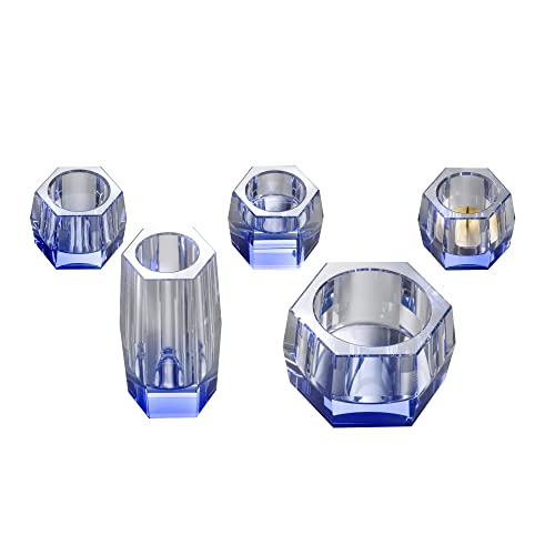 仏具 ヘルメス ロイヤルブルー 5具足 2.5寸 クリスタル仏具 モダン仏具 セット おしゃれ 3カラー (ロイヤルブルー) 香炉 花立 蝋燭立て 仏飯器 茶湯器