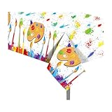 CC HOME 1Pc Watercolor Painting Party Plastic Tablecloth 54 x 87 Inch Long Table Cover, Artistic Painting Party Tablecover for Art Draw Theme Kids Baby Shower Birthday Dinner Picnic Kitchen Event
