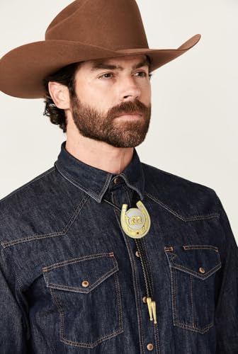 Image of Jeilwiy Bolo Tie for Men, Western Cowboy Golden Longhorn Bull Eagle Horse Cowboy Hat Bolo Necklace Leather Necktie for Women