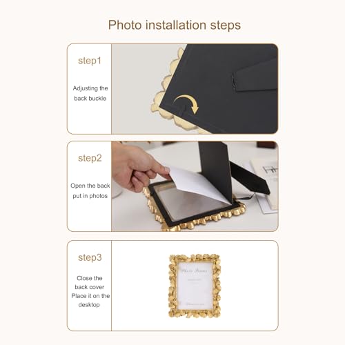 Image of 6x8 Vintage Picture Frames, Picture Frame for Table Top Display and Wall Hanging Home Decor (Gold 02, 6x8 Inch)