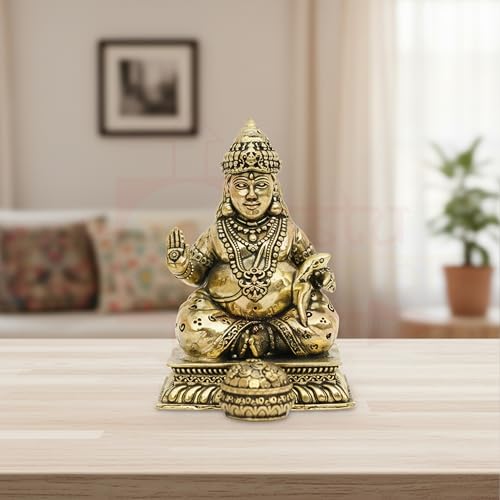Image of Brass Kuber Statue | Height-7 cm Aprrox. | Weight-105 Gram Approx. | Vastu Idol for Home and Office | Zonal Placement-North |
