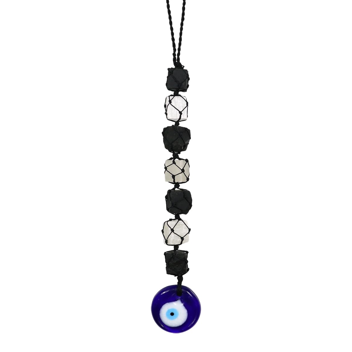 Swadeshi Desire Natural Swadeshi Desire™Evil Eye Slenite Black Tourmaline Raw Rough Stone Car Hanging Accessories And Door Hanging Items Door Hanging, Protection From Evil Eye, Nazar Battu For Home Entrance Size 18 Cm