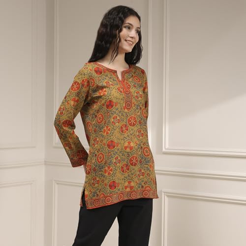 Image of Biba Printed Polyester Straight Casual Kurtis