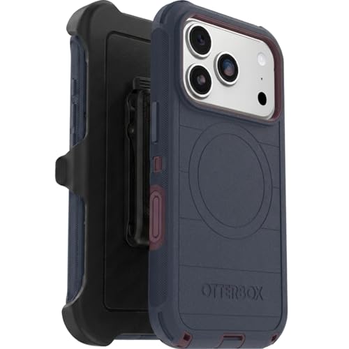 Protection intégrale iPhone 17 Pro OtterBox Defender solide compatible MagSafe bleu et violet