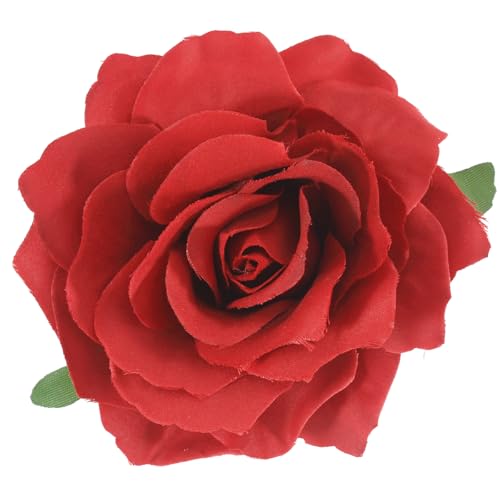 3.9 Inches Dark Red Rose Hair Clip Flower Brooches for Women | Elegant Design Valentines Flower Hair Pins for Women | Charming Lapel Brooch Pin Red Flowers Accessories | Valentines Day Gifts for Her