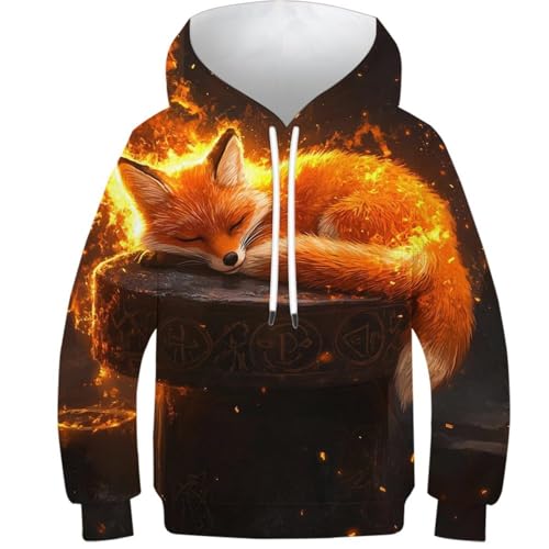 Sweat-shirt 3D renard enflammé pull enfants pour le collège