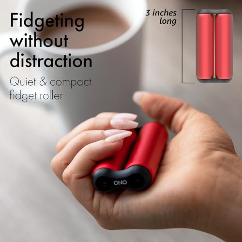 Image of ONO Roller - Handheld Fidget Toy for Adults | Help Relieve Stress, Anxiety, Tension | Promotes Focus, Clarity | Compact, Portable Design (Red, Junior Size - Aluminum)