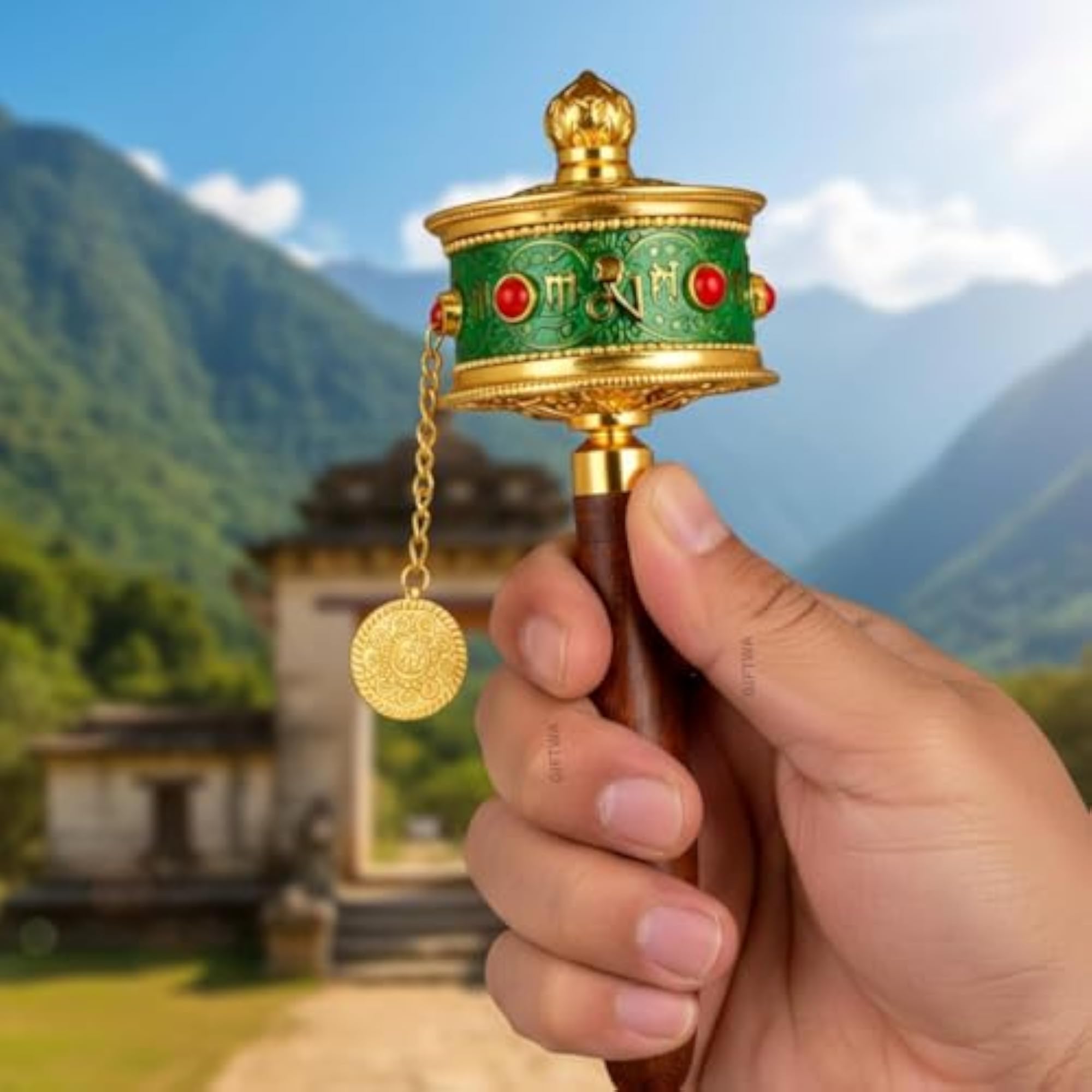 Buddhist Tibetan Hand Rotating Prayer Wheel for Meditation