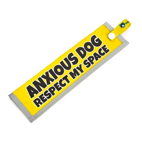 Anxious Dog, Respect My Space, Reactive & Nervous Warning Sign, High Visibility Space Awareness Dog Lead Sleeve