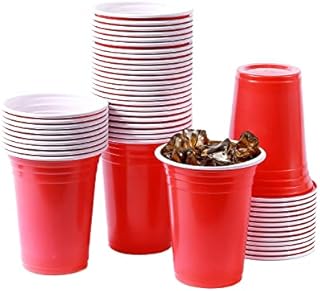 COPLA Red Plastic Cups, 50pcs (12oz)- Recyclable PP~ Party Cups, Eco-Friendly Disposable Glasses, Solo Plastic Cups Used for Picnics, Traveling and Special Events