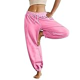 Pantalones Mujer Invierno Elastico 2024 De Algodón Pantalon Mujer Invierno Pantalones De Cuadros Cintura Alta Pantalón Cargo Regalos Originales Para Muje Con Bolsillos Pantalón rosa fuerte XL