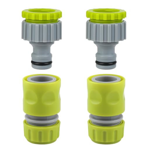 Kit di Collegamento per Rubinetto, Connettori Rapidi per Tubo da Giardino 2 in 1 da 1/2' e 3/4', Connettore Rapido Tubo Acqua Giardino 1/2' Raccordi per Tubi Irrigazione