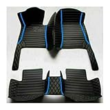 Fußmatten Für Buick Für Envista 2022 2023 2024 2025 2026 Auto Fußmatten Leder Allwetter Wasserdichtes Komplettes Set(Striped Black Blue)