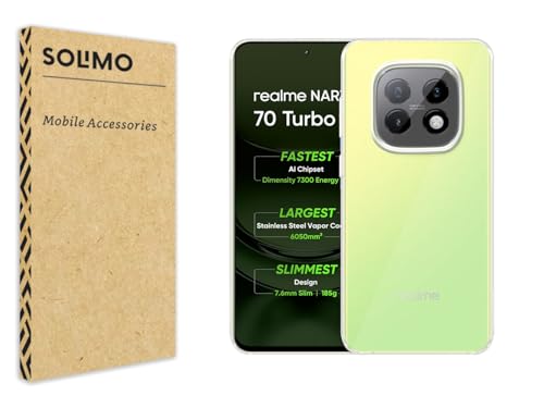 Image of Amazon Brand - Solimo for Realme Narzo 70 Turbo 5G Premium Transparent Soft Silicon Crystal Clear Back Cover [Transparent] - Pack of 2