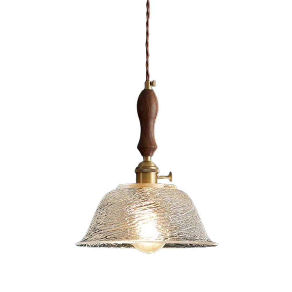 Lámparas colgantes vintage artesanales con acabado en madera noble de nogal