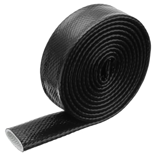 Image of MECCANIXITY 1-3 /16 inch ID 10ft Heat Shielded Fire Sleeve Silicone Coated Fiberglass Tape, for Automotive Hose Lines Wires Electrical Wiring, Black