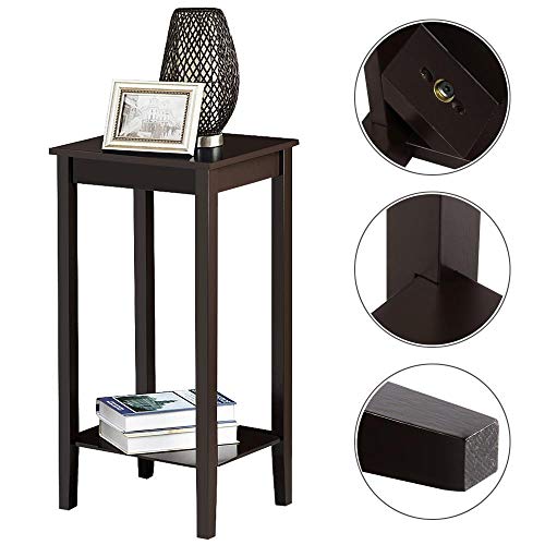 Yaheetech-End-Table-Sofa-Side-Table-with-Open-Shelf-and-Solid-Wood-Legs-PlantTelephone-Stand-for-Living-Room-Couch-Office-Small-Spaces-L15xW12xH29-Inch-Dark-Coffee Yaheetech End Table Sofa Side Table with Open Shelf and Solid Wood Legs PlantTelephone Stand for Living Room Couch Office Small Spaces L15xW12xH29 Inch Dark Coffee