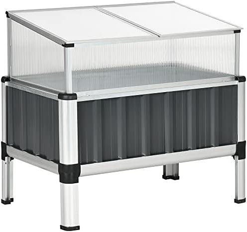 Mini Serre De Jardin En Bois & Polycarbonate – 115 X 53 X 34 Cm | Protection Hivernage & Semis | Pour Potager Surélevé | TecTake