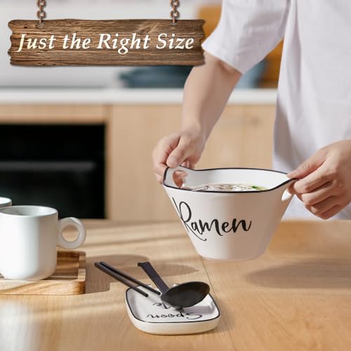 Dayyet DYH0016CN Ceramic Ramen Bowl With Chopsticks And Spoon, 26 Oz Farmhouse Deep Japanese Noodle Bowl For Udon, Soba, Pho, Rice And Soup thumb #2