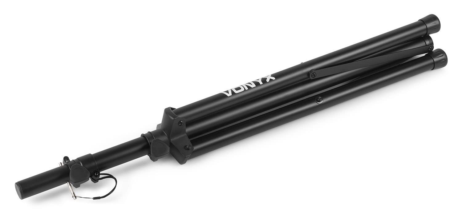 VONYX VPS122A Kit Sono DJ avec Pieds - 800 Watts, Haut-Parleurs avec LEDs, Égaliseur 5 Bandes, Télécommande Incluse, Idéal pour Animer Vos Soirées
