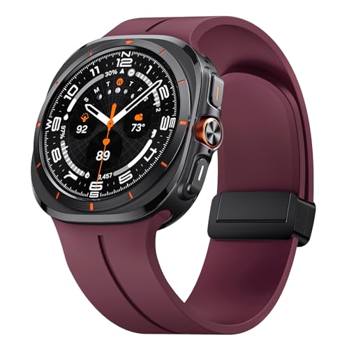 ANCOOL for Samsung Galaxy Watch Ultra Bands 47mm, Soft Silicone Sport Magnetic Band for Samsung Galaxy Ultra Watch Band for Men Women, Wine red