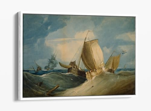 Toile bateaux de pêche Samuel Owen 1805 : chef-d'œuvre encadré de 76 cm