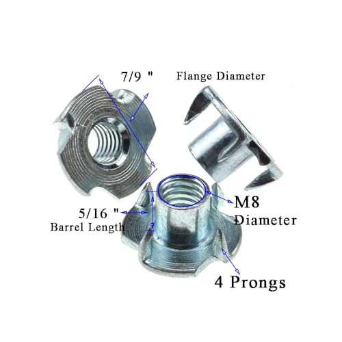 Einschlagmuttern M8 x 12 mm, 30 Stück Schlagmuttern aus Kohlenstoffstahl mit 4 Einschlagspitzen Für Holz, Kunststoff & Metall DIN 6930 / ISO 6930 Konform Inkl. Aufbewahrungsbox